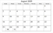 August 2011 Calendar