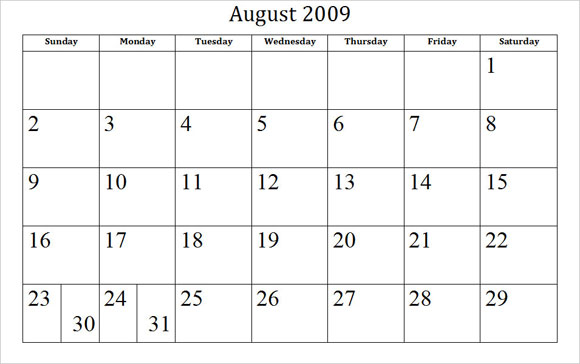 Blank August Calendar Printable prntbl concejomunicipaldechinu gov co