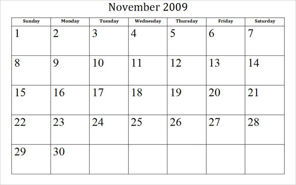 Printable November Calendar