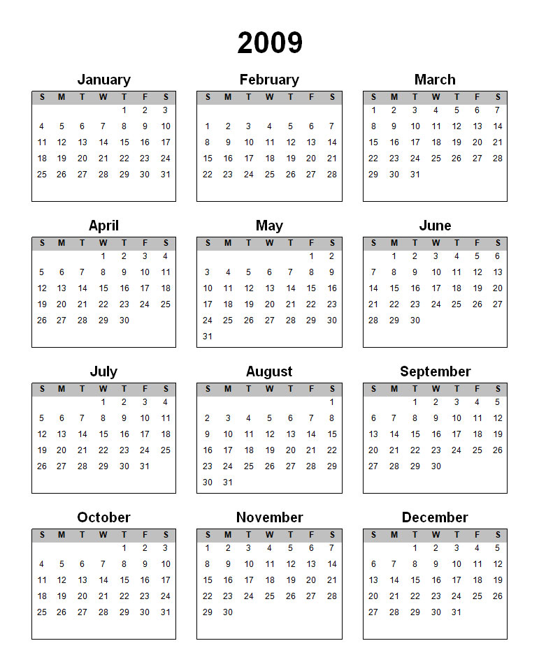 2009 calendar pdf