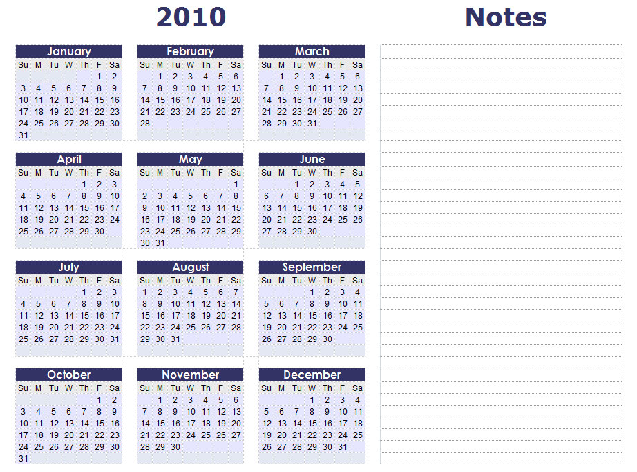 calendars 2010 printable. 2010 Calendar