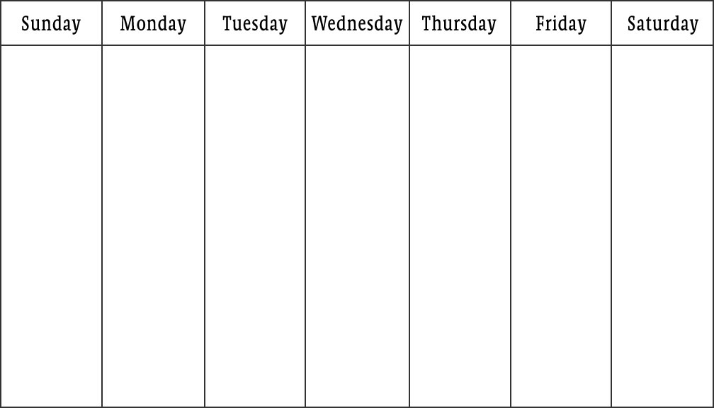 Blank Calendars - Weekly Blank Calendar Templates