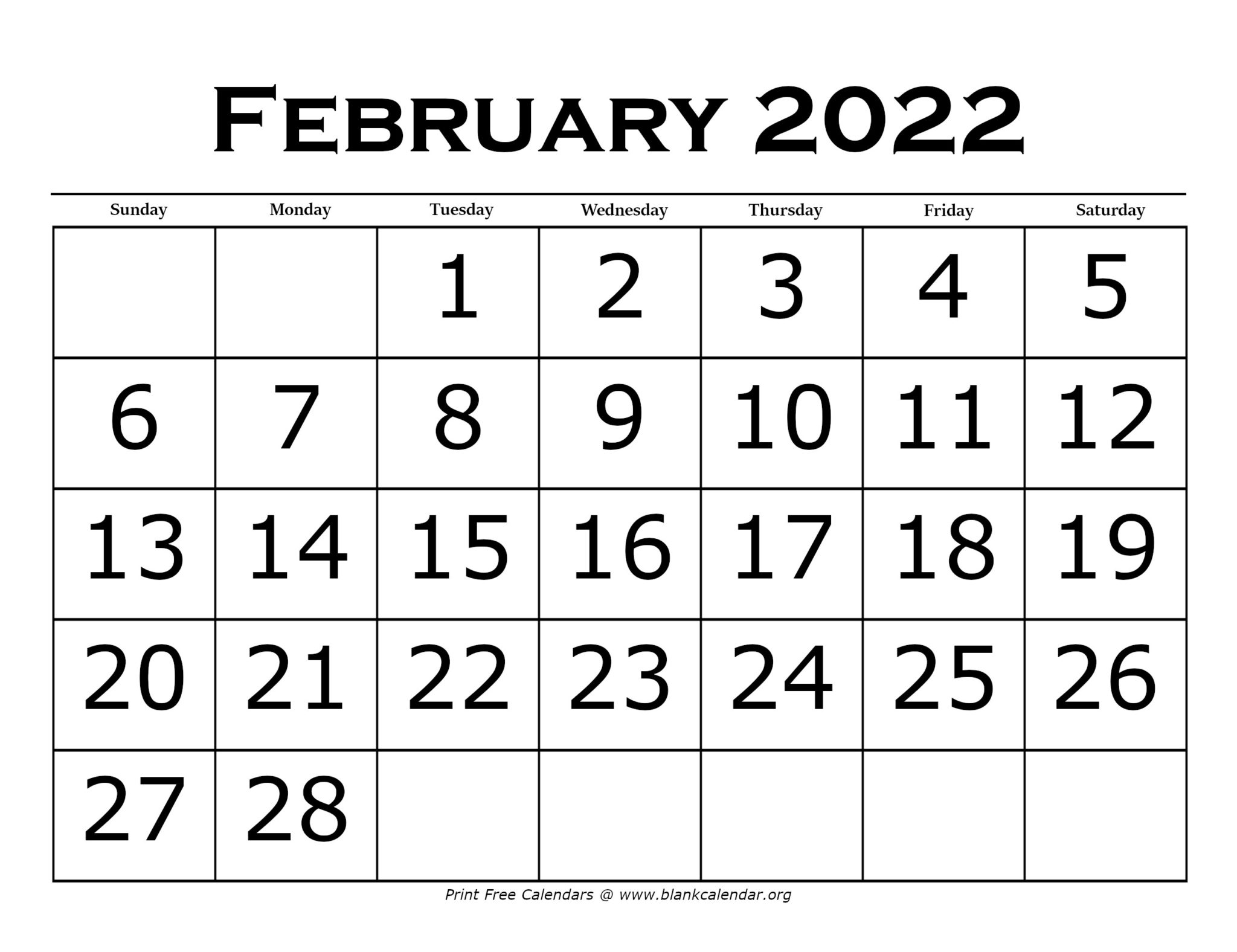 Printable February Calendars Blank Calendar