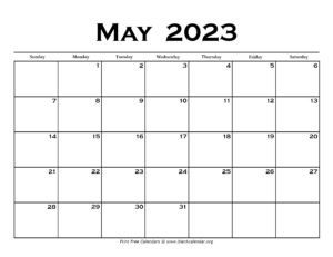 May 2023 Calendar