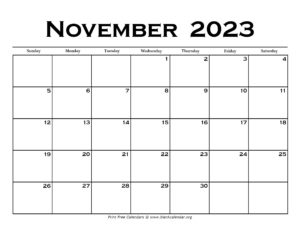 November 2023 Calendar