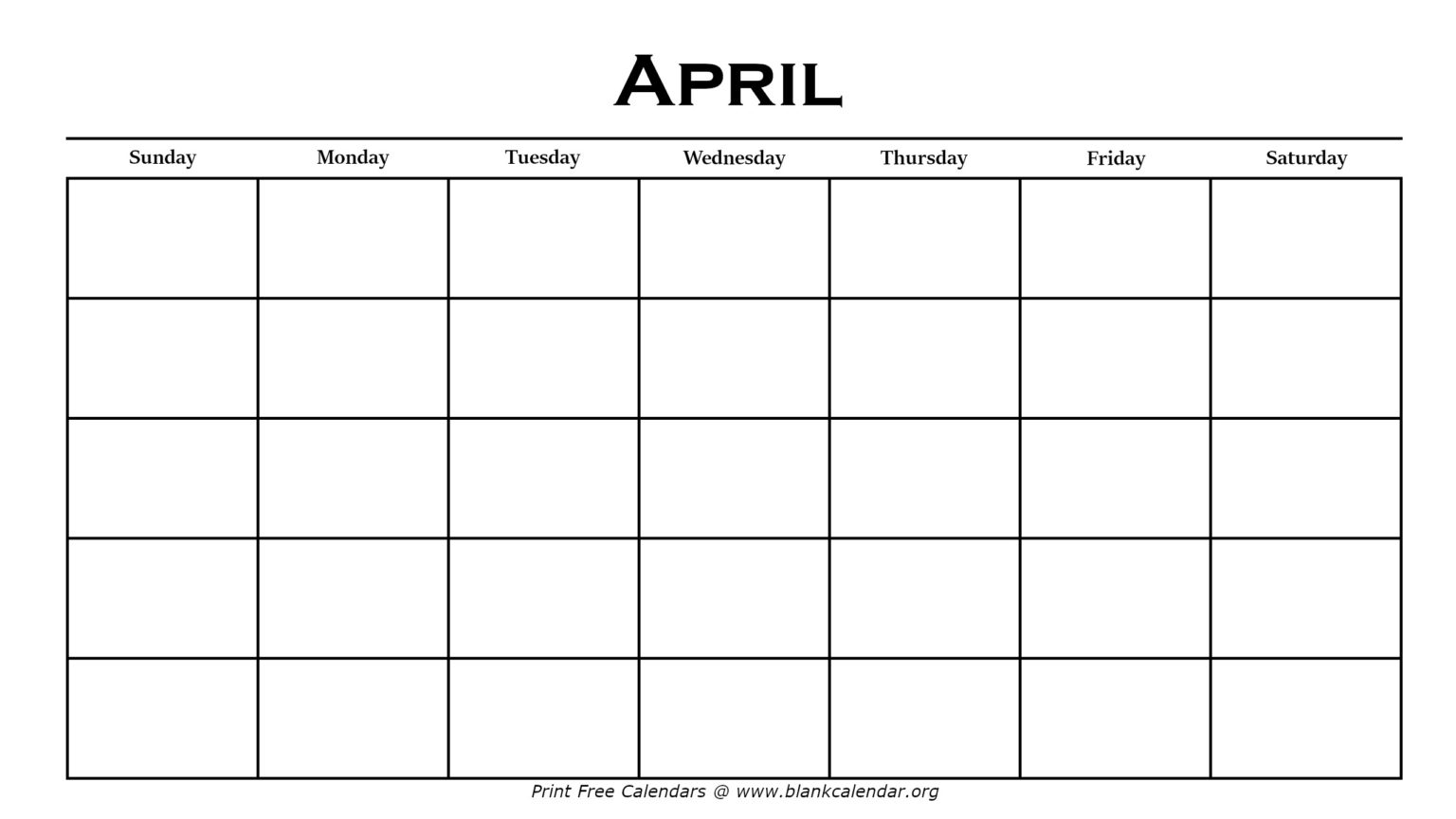 Printable April Calendars Blank Calendar