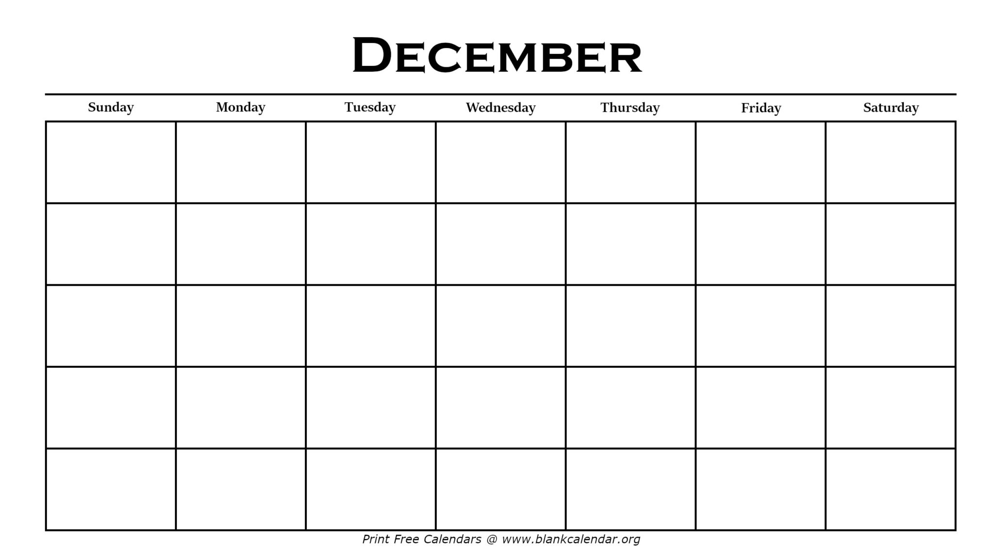 Printable December Calendars Blank Calendar