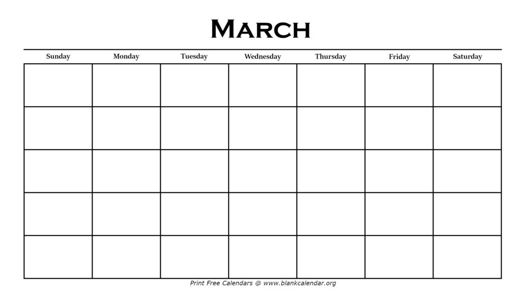 Printable March Calendars Blank Calendar