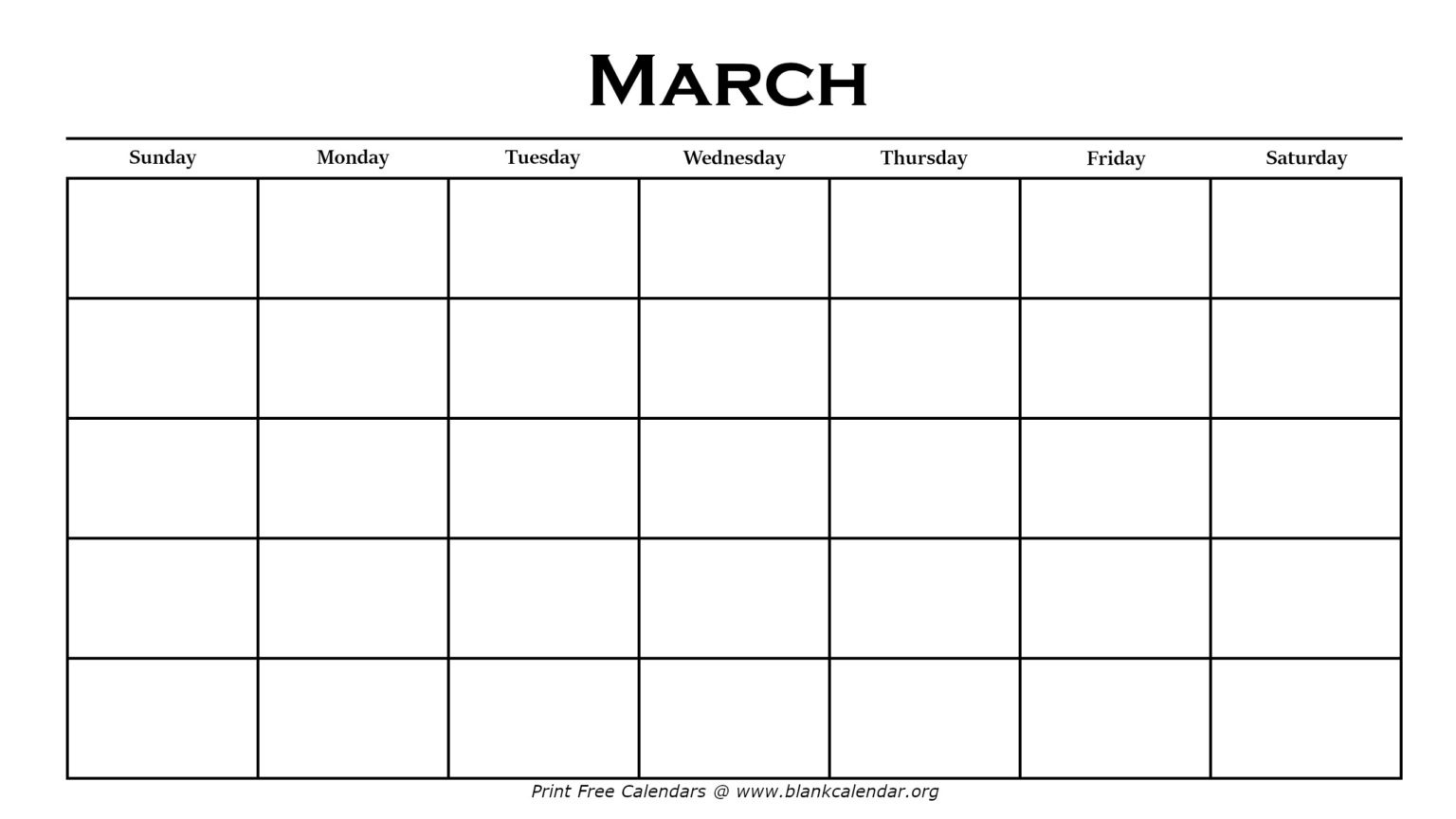 Printable March Calendars Blank Calendar