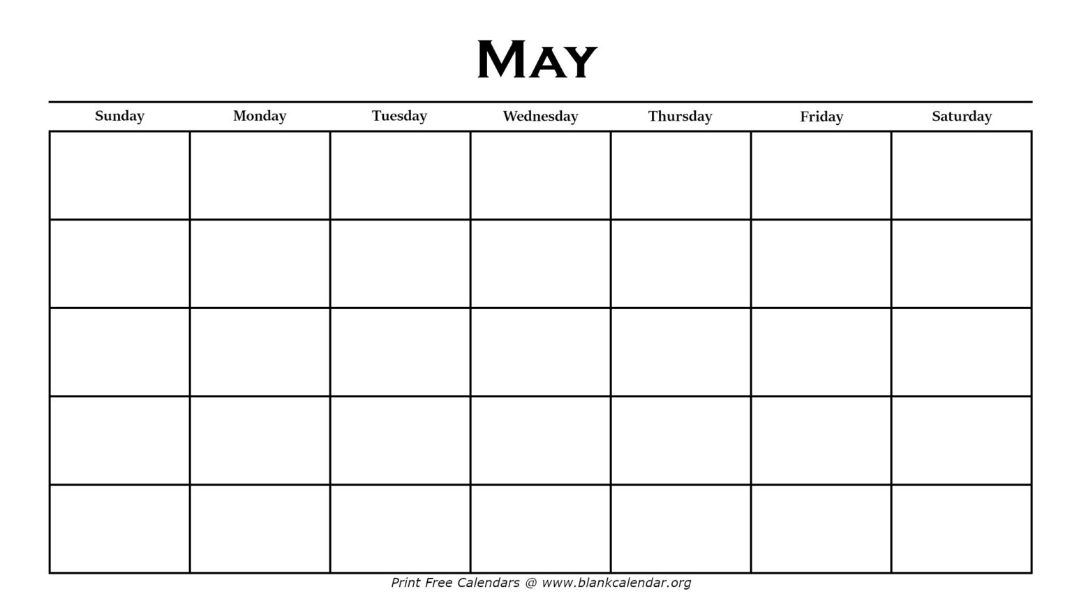 Printable May Calendars – Blank Calendar