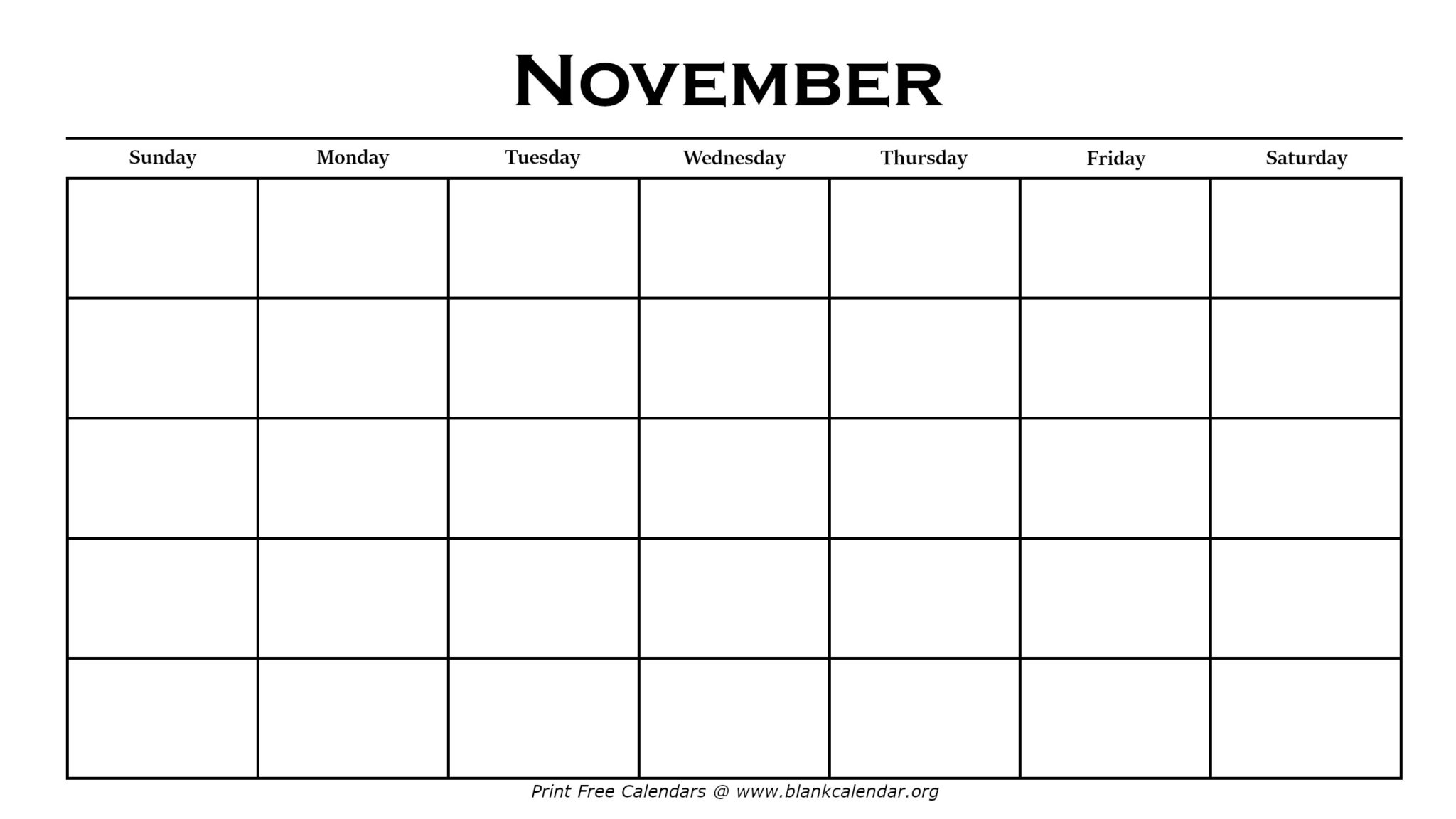 Printable November Calendars Blank Calendar