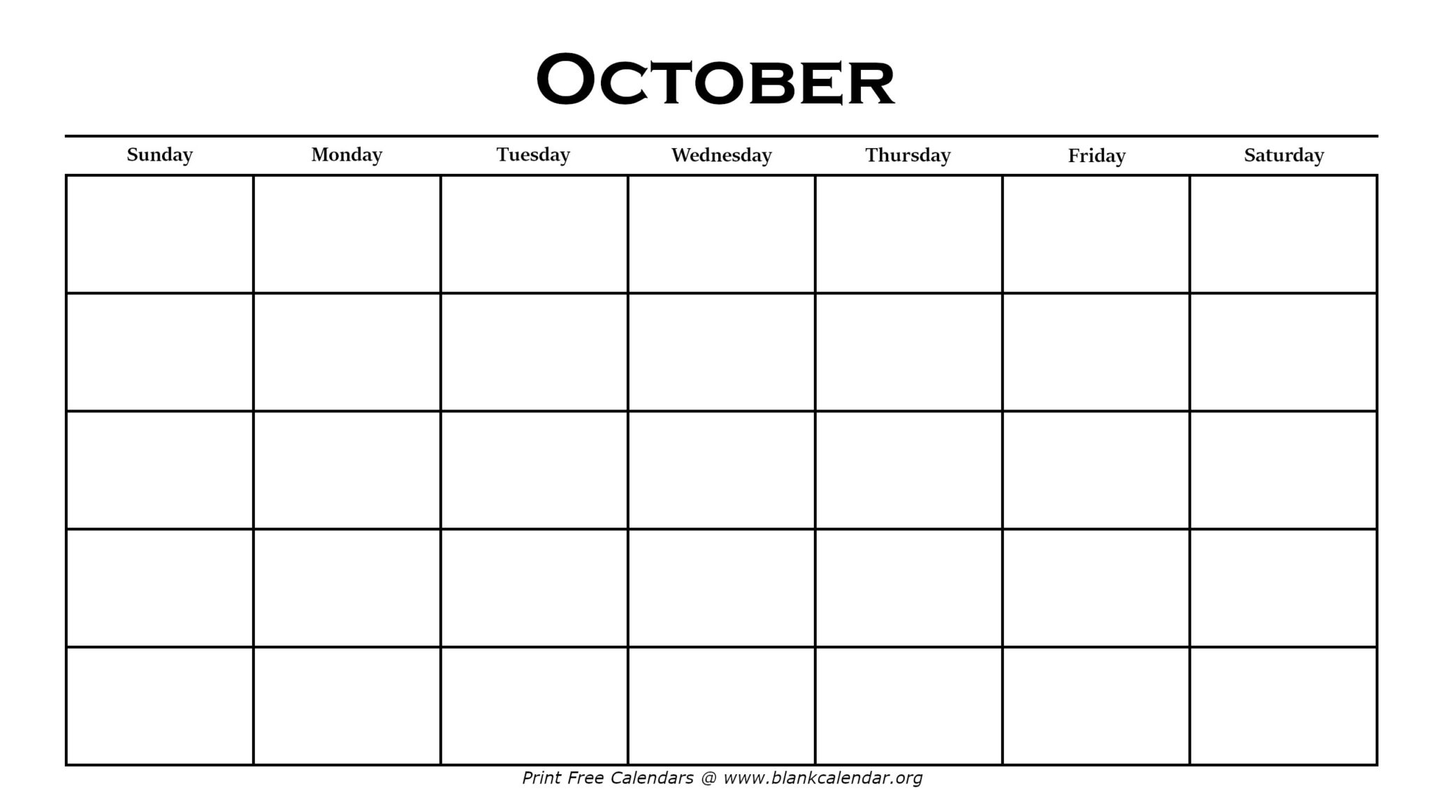 Printable October Calendars Blank Calendar