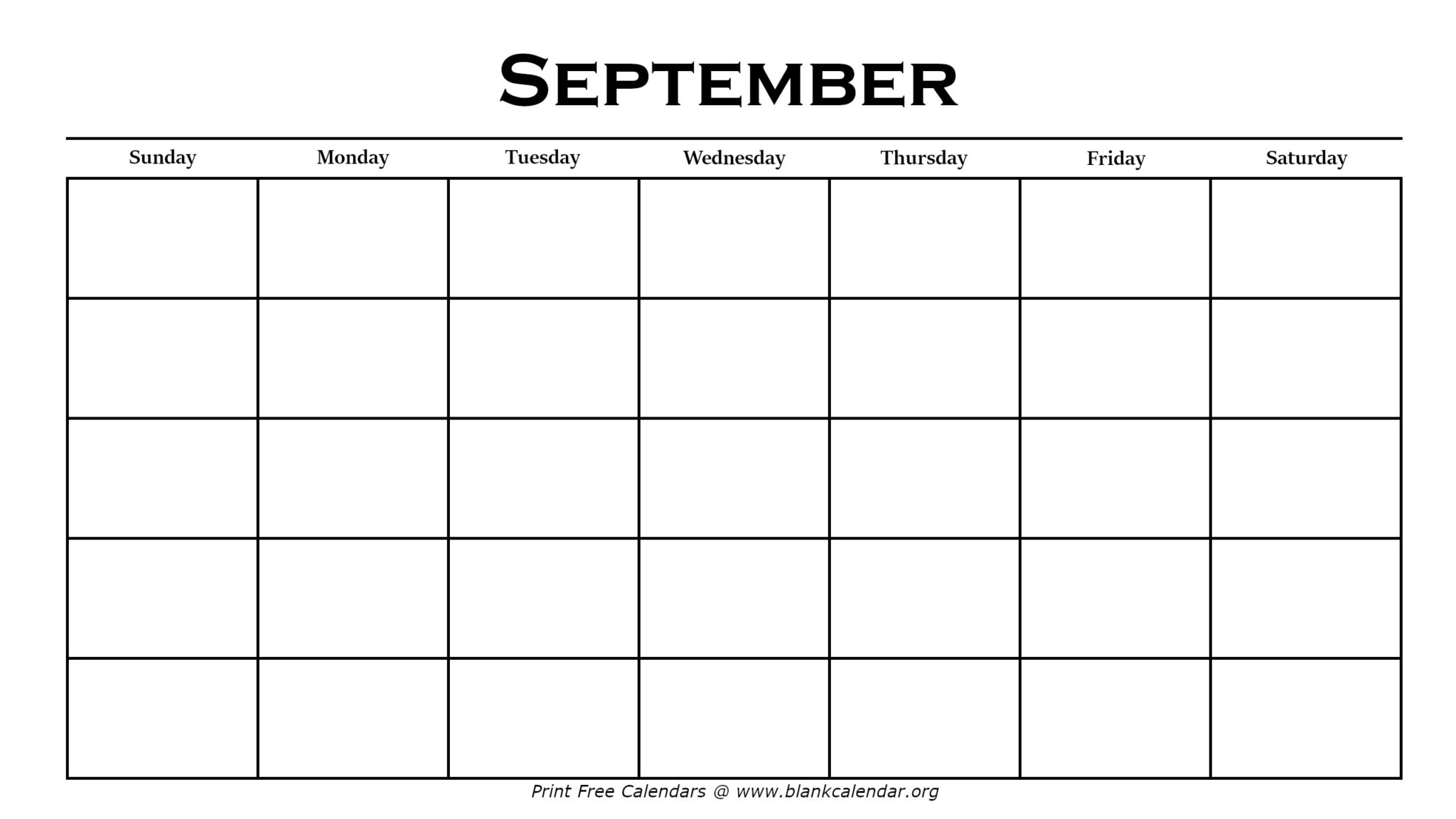 Printable September Calendars Blank Calendar