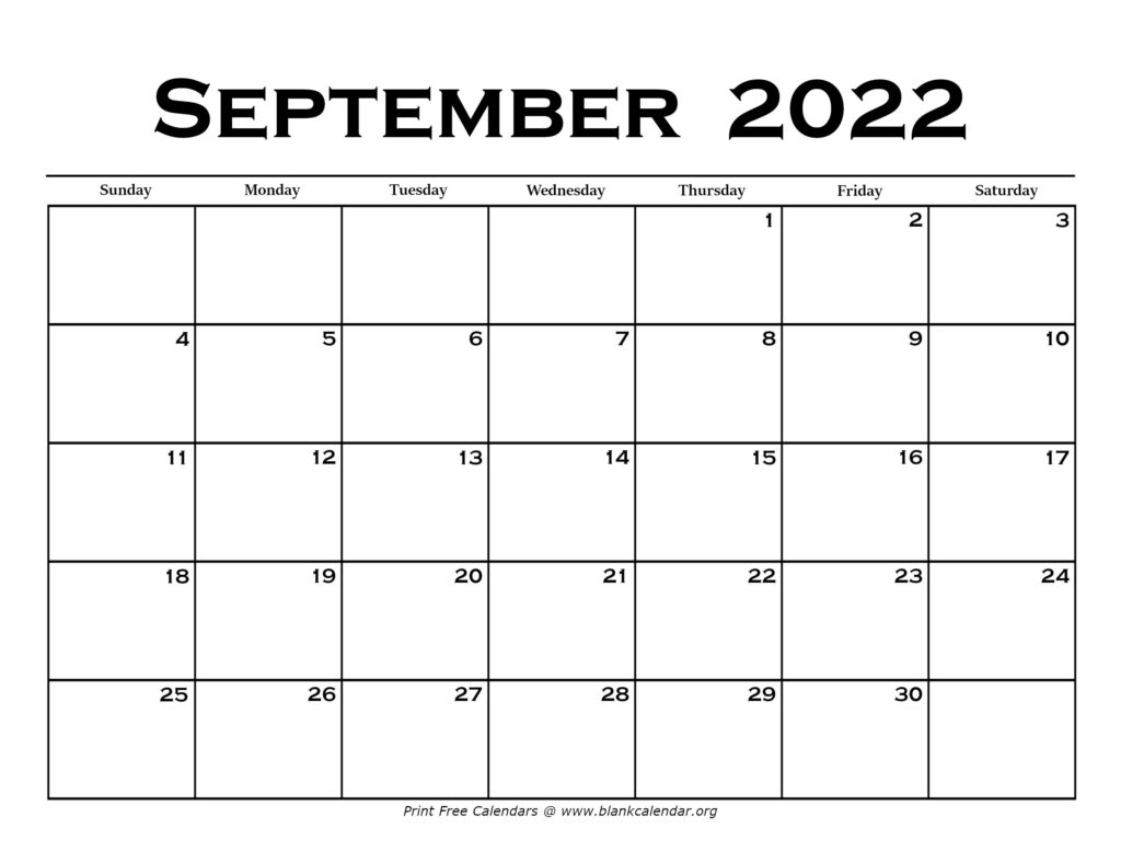 Printable September Calendars – Blank Calendar