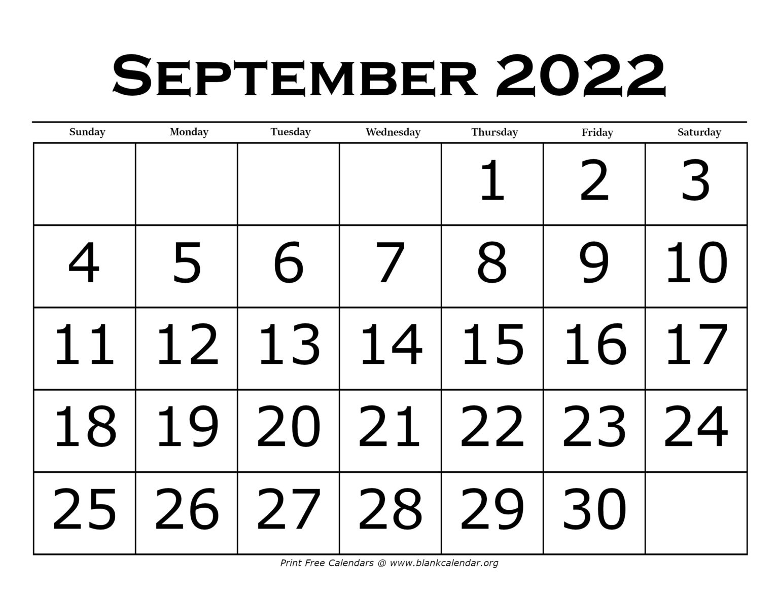 Printable September Calendars – Blank Calendar